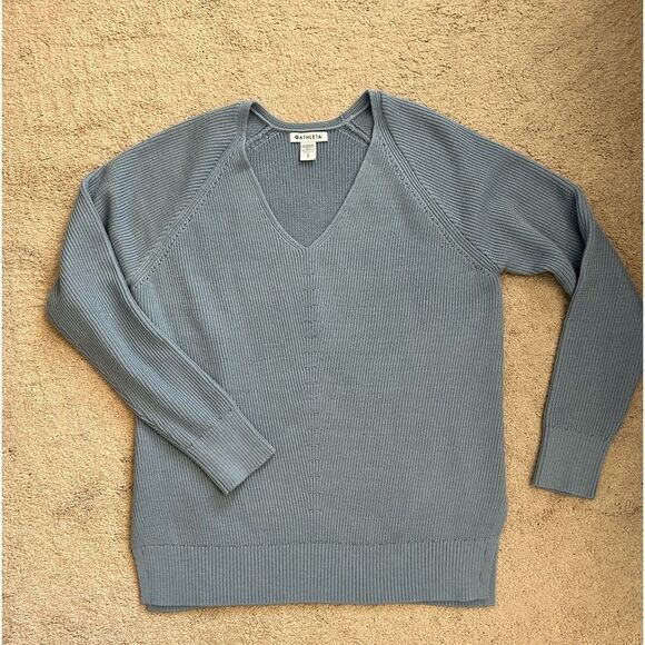 Athleta Women's Ribbed Knit V-Neck Sweater Blue Small Pullover - Picture 3 of 6